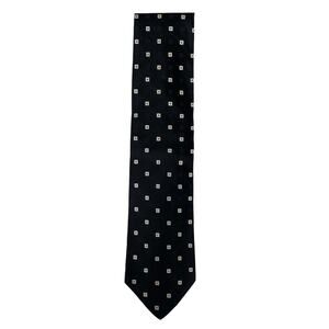 Vintage Tommy Hilfiger 100% Silk Men's Necktie-Black/White/Gray Dot Geo Print
